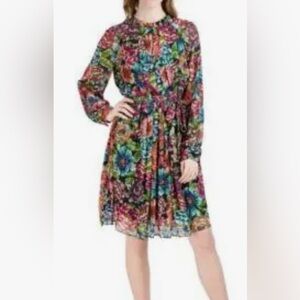 Donna Ricco Colorful Floral Long Sleeve Dress